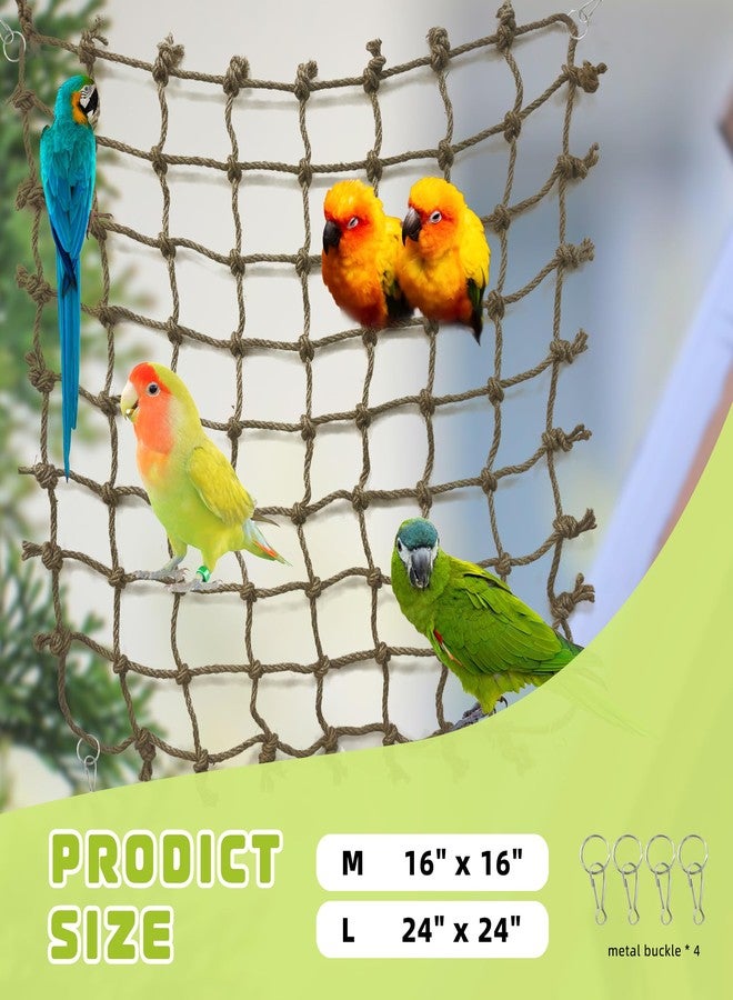 HOKABLE Parrot Climbing Net Jungle Fever Rope Small Animals Toys for Parakeets Lovebirds Finch Budgerigars Conure Cockatiel (M 16" x 16") - Image 3